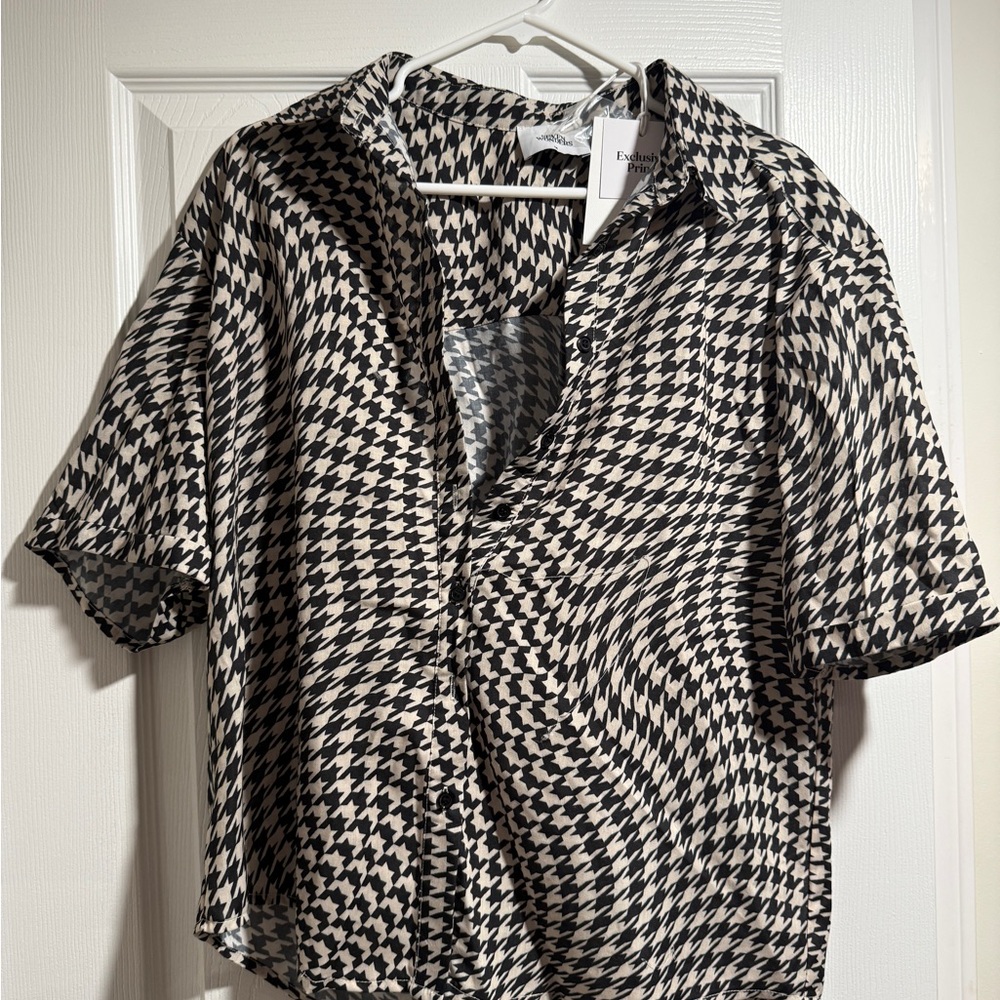 Petal & Pup Black and White Button Down Shirt Optical Illusion